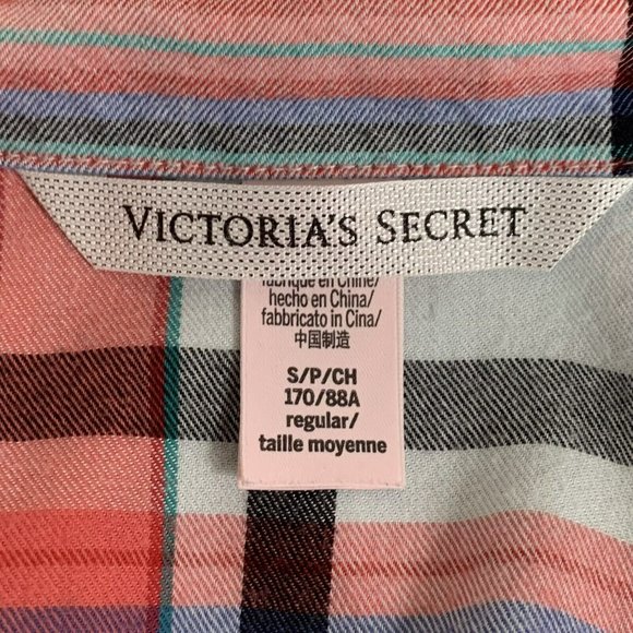 VICTORIA'S SECRET WOMEN'S PINK & WHITE MULTICOLOR PLAID BUTTON FRONT BLOUSE - Picture 4 of 7
